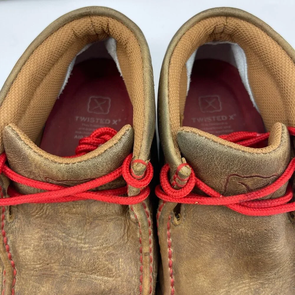 Twisted X Bomber Red Driving Moccasins Leather 2 Eye Chukka Shoes